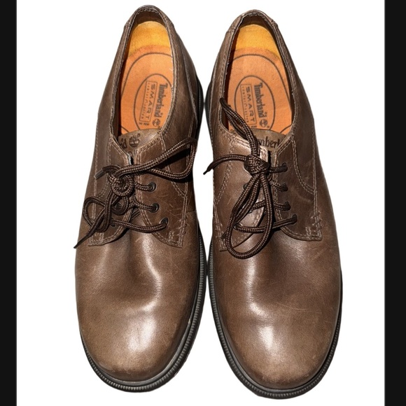 TIMBERLAND Smart Waterproof Oxford Men Size 9 M Brown Leather Casual Comfort - Picture 1 of 4